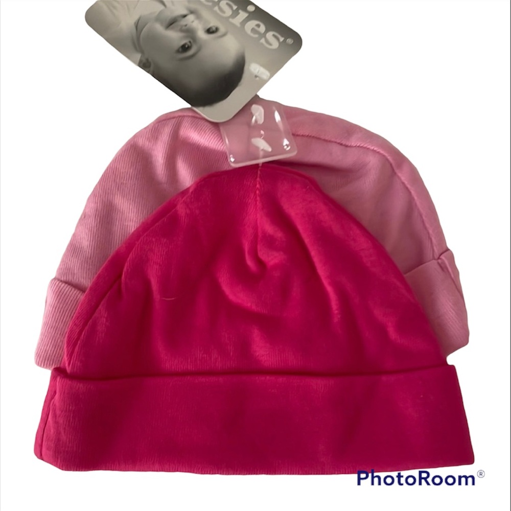 Beanie Hats Newborn 2 Pc Set Winter Infant Pink Magenta Soft Cap Newborn Baby